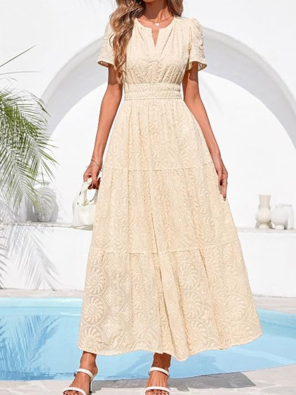 Womens Maxi Embroidered Wedding Guest Dress